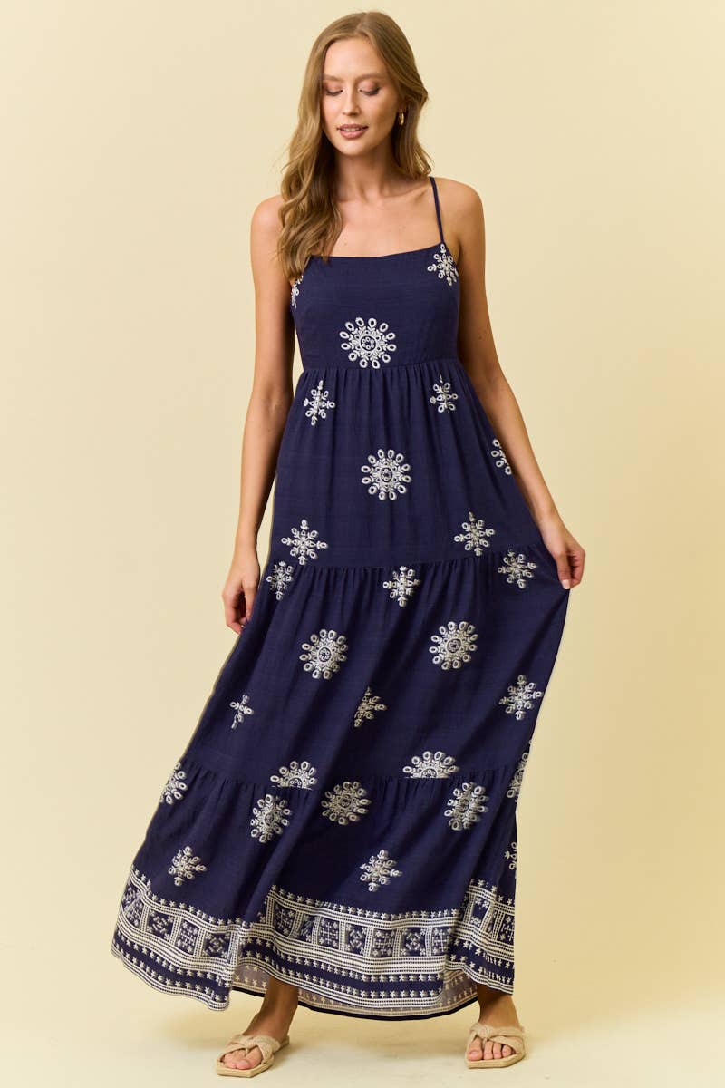 boho navy maxi dress Boho maxi dress, Tie dye maxi dress, Smocked maxi dress, Beach dress, Dress for vacation, Dress for honeymoon, Beach dress, Coco de Chom